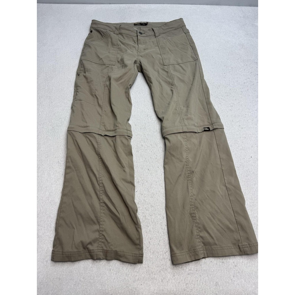 PrAna Pants Womens 10 Beige Convertible Hiking Zip Off Straight Leg Outdoor
